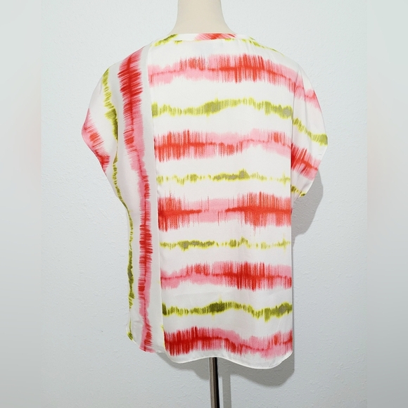 DKNY Women's Multi Colors Sleeveless Top Blouse Size Medium Tie Waist - Picture 4 of 10